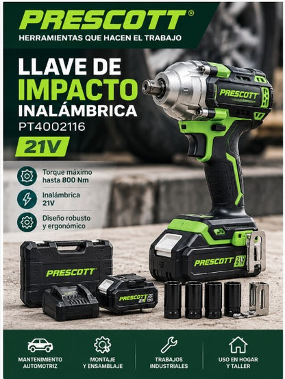 Llave de impacto inalámbrica Prescott 21V — PT4002116